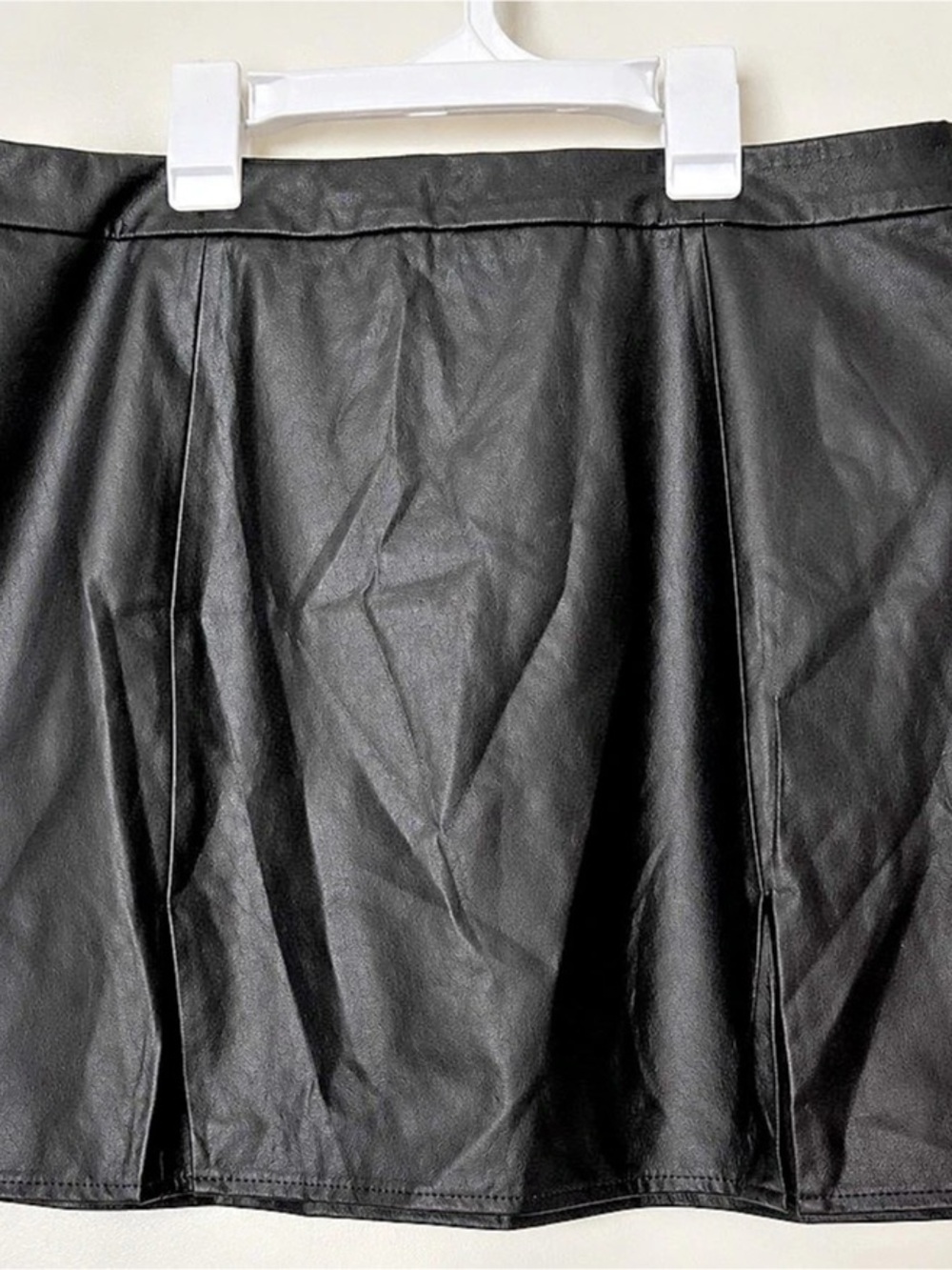 Missguided Faux Leather Pleated Mini Skirt in Black Waist 8